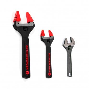 Wide Jaw Adjustable Wrench Set with Soft Grip Handles - 4", 6" & 8"
