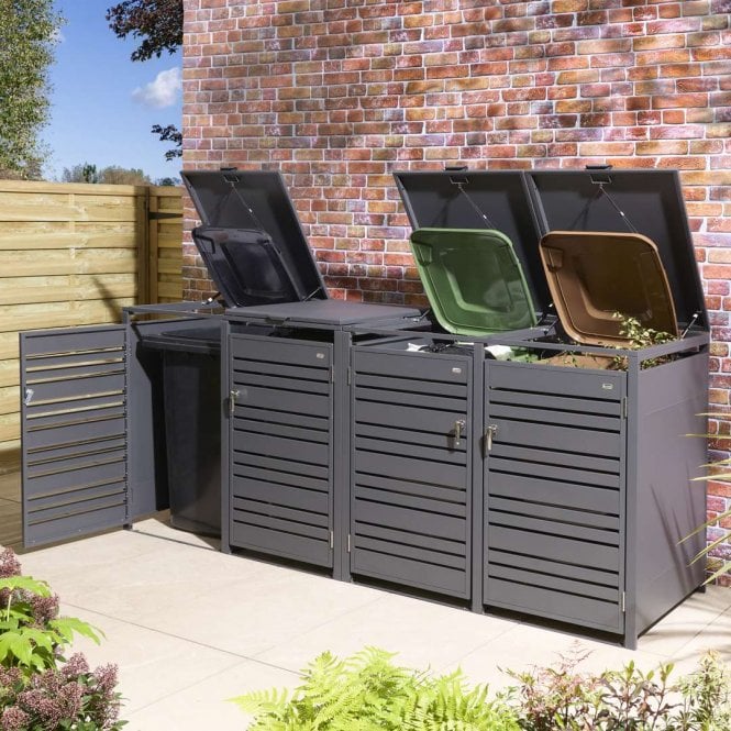 Rowlinson Anthracite Chelsea Quadruple Bin Store