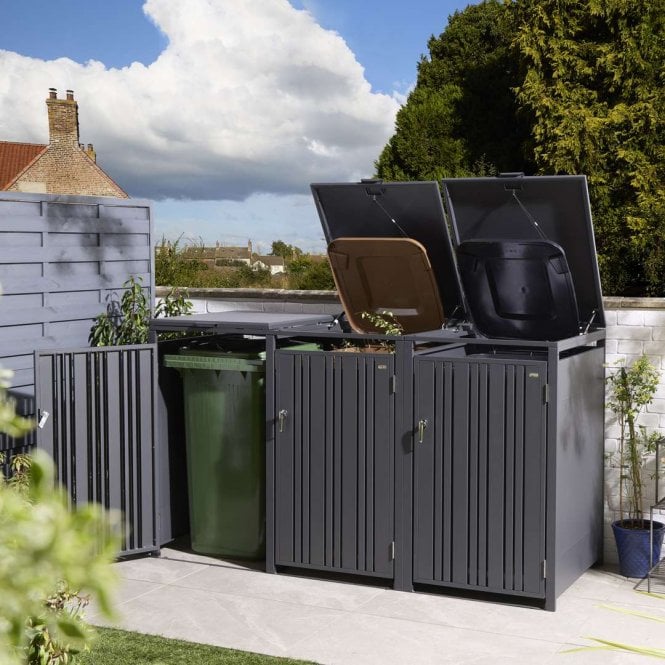 Rowlinson Anthracite Wimbledon Triple Bin Store