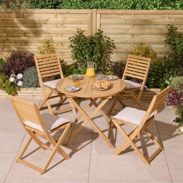 Ashdown Folding 4 Seat Dining Set with Cushions