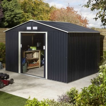 Dark Grey Metal Apex Shed 3210 x 2410mm
