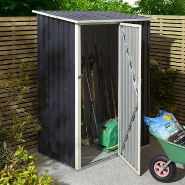 Dark Grey Metal Pent Shed