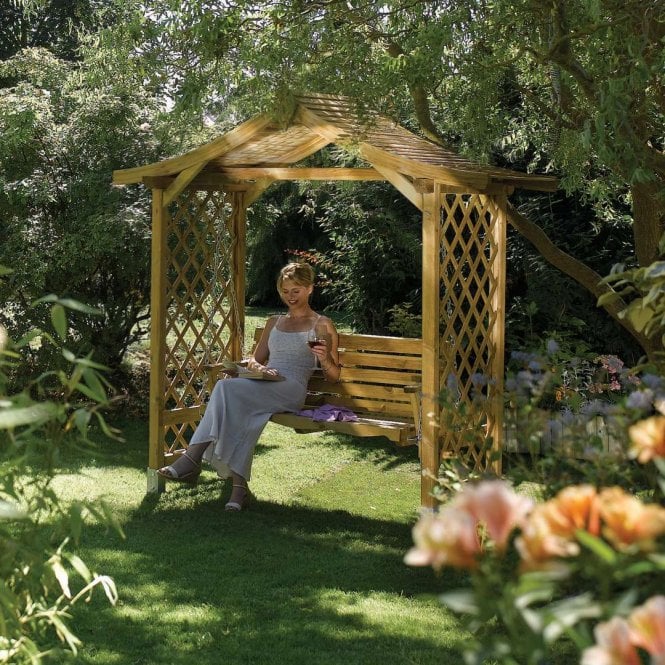 Rowlinson Dartmouth Swing Seat Arbour 2330 x 2235mm