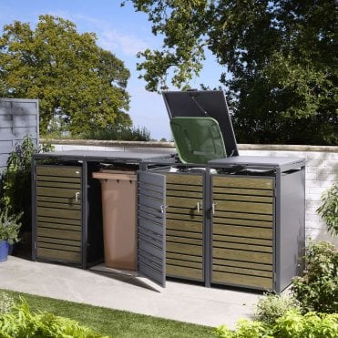 Oak Chelsea Quadruple Bin Store