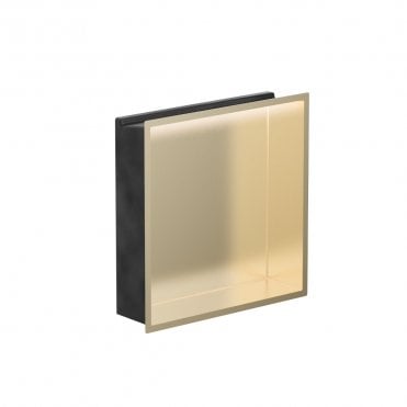 Brushed Brass 305mm x 305mm x 80mm Square Slimline Integrated Niche with LED Light