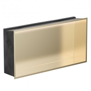 Brushed Brass 610mm x 305mm x 120mm Rectangular Integrated Niche with LED Light