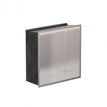 Brushed Stainless 305mm x 305mm x 120mm Square Integrated Niche with LED Light