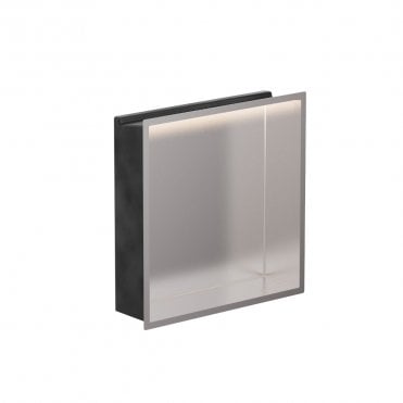 Brushed Stainless 305mm x 305mm x 80mm Square Slimline Integrated Niche with LED Light