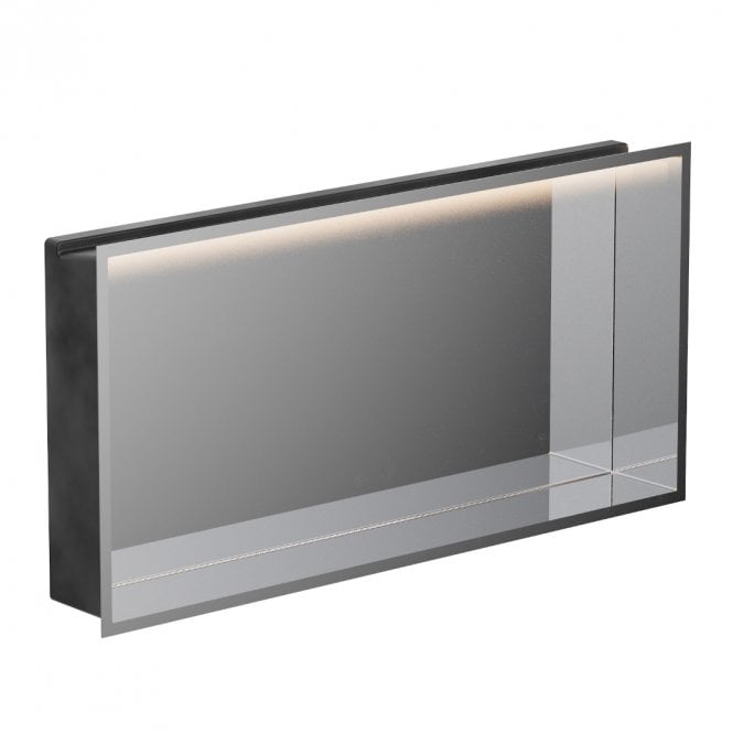 Showerwall Chrome 610mm x 305mm x 80mm Square Slimline Integrated Niche with LED Light