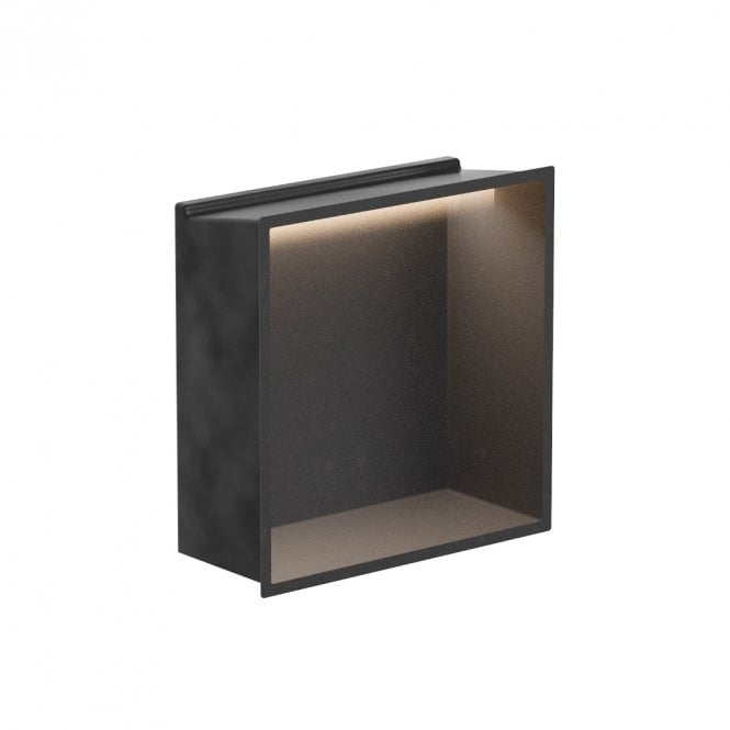Showerwall Matt Black 305mm x 305mm x 120mm Square Integrated Niche with LED Light