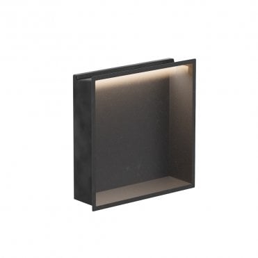Matt Black 305mm x 305mm x 80mm Square Slimline Integrated Niche with LED Light