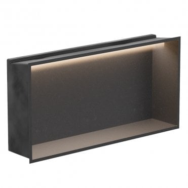 Matt Black 610mm x 305mm x 120mm Rectangular Integrated Niche with LED Light