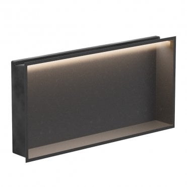 Matt Black 610mm x 305mm x 80mm Square Slimline Integrated Niche with LED Light