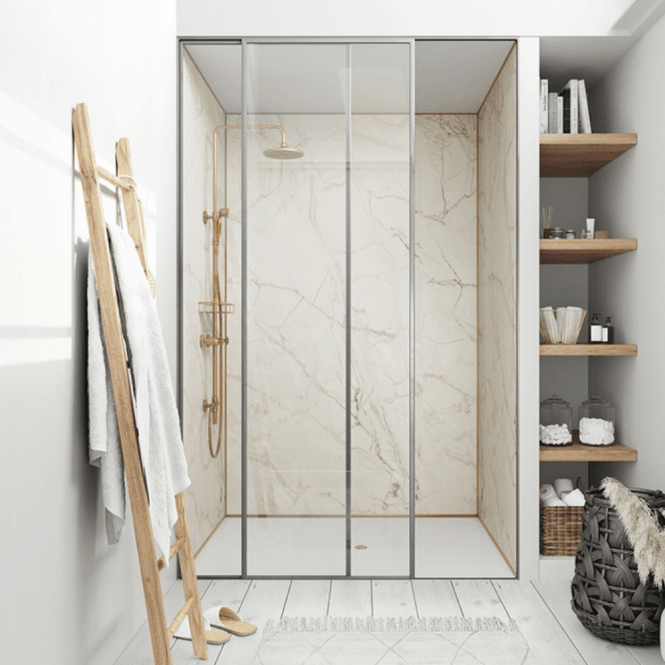 Showerwall Shell Marble Hydrocore Waterproof Shower Wall Panel - SW64