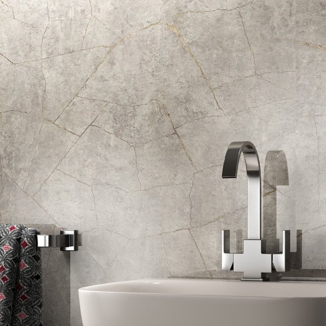Showerwall Silver Slate Gloss Laminate Shower Wall Panel - SW72