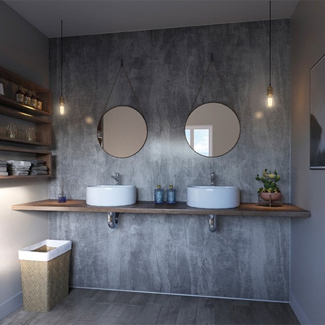 Showerwall Washed Charcoal Laminate Shower Wall Panel - SW58
