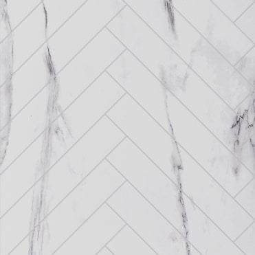 White Marble Herringbone Laminate Shower Wall Panel - 2400 x 600mm ProClick - SWT03