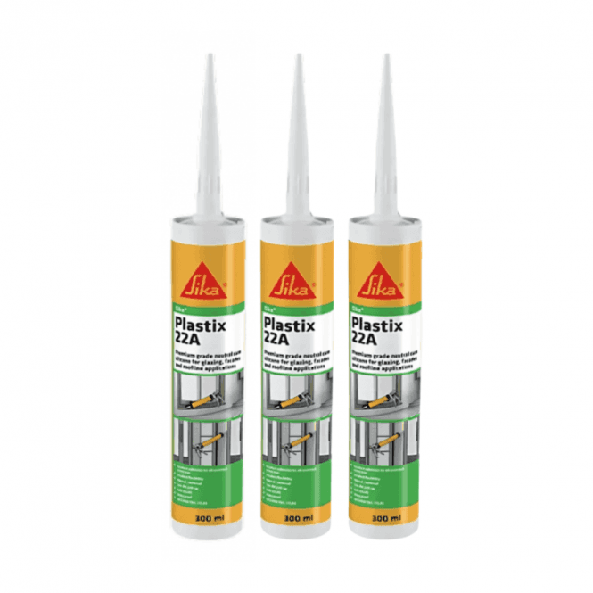 Sika 3x 300ml Plastix 22A Premium Grade Silicone Sealant - Anthracite