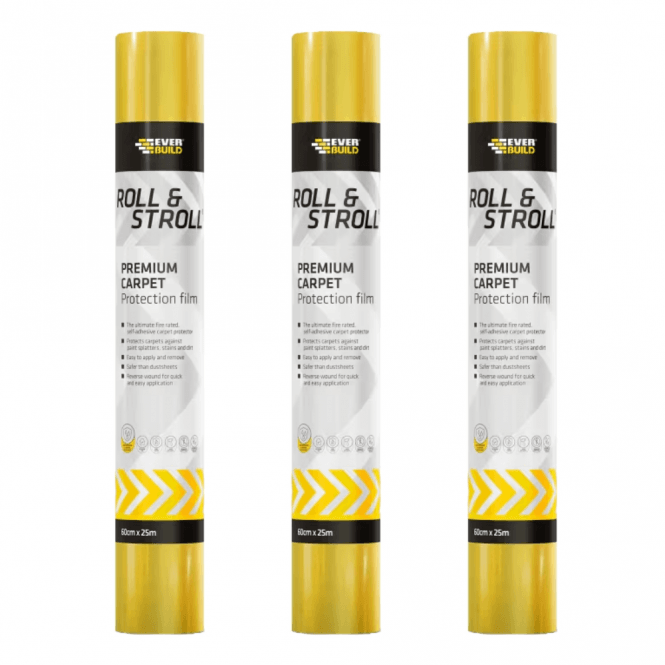 Sika 3x Roll & Stroll Carpet Floor Protection Protector Film 600mm x 25m