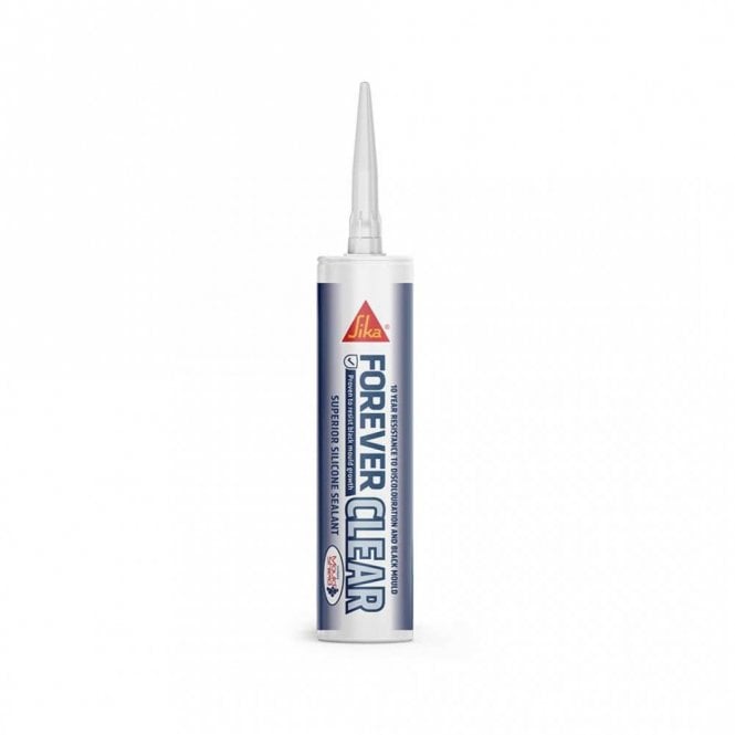 Sika 4x 295ml Forever Clear Anti-Mould Silicone Sealant - 10-Year Guarantee