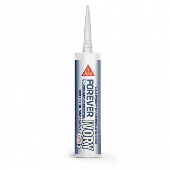 Sika 4x 295ml Forever Ivory Anti-Mould Silicone Sealant - 10-Year Guarantee
