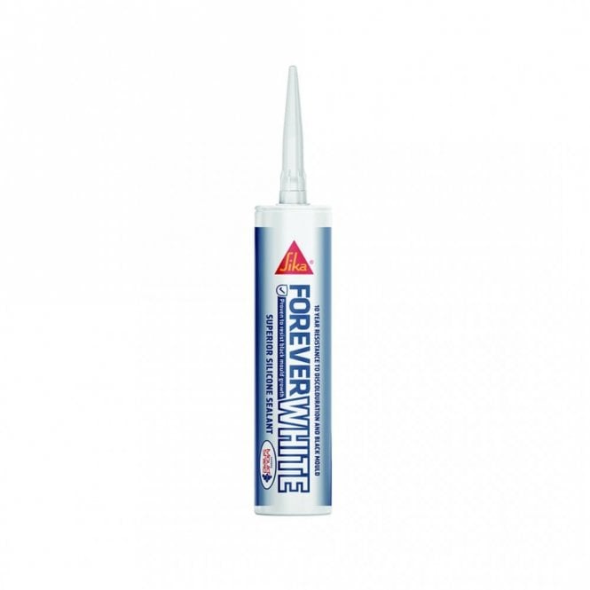 Sika 4x 295ml Forever White Anti-Mould Silicone Sealant - 10-Year Guarantee