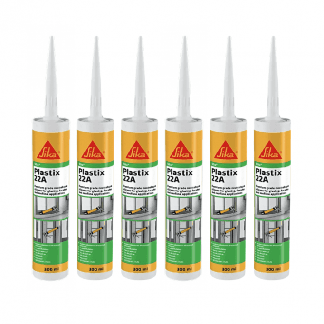 Sika 6x 300ml Plastix 22A Premium Grade Silicone Sealant - Translucent