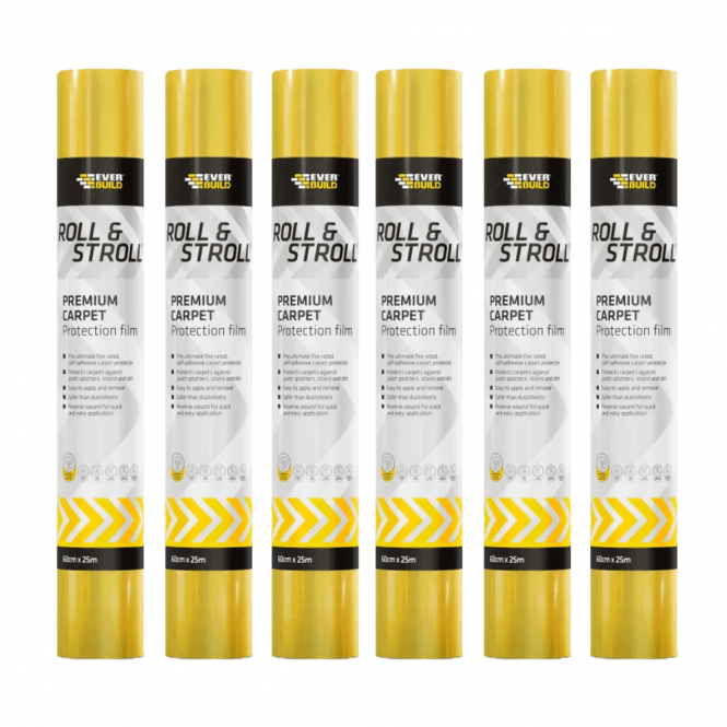 Sika 6x Roll & Stroll Carpet Floor Protection Protector Film 600mm x 25m