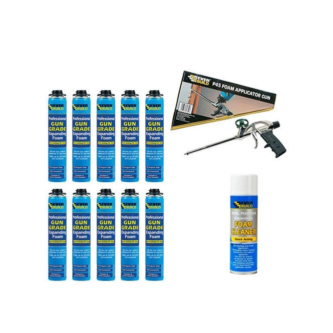 Sika 750ML Professional Gun Grade Expanding Foam Kit with 500ML Foam Cleaner & Applicator Gun