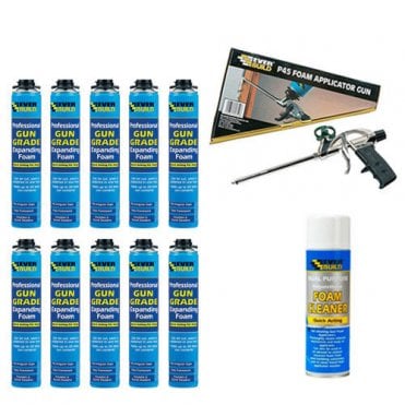 750ML Professional Gun Grade Expanding Foam Kit with 500ML Foam Cleaner & Applicator Gun
