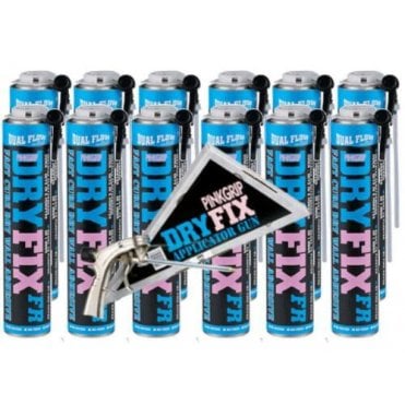 750ML (x12) Pinkgrip Dryfix Expanding Adhesive Foam & Applicator Gun