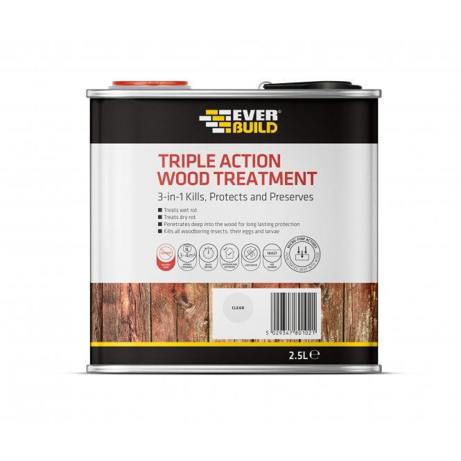 Sika 2.5L Triple Action Wood Treatment Preserver Dry & Wet Rot Decay