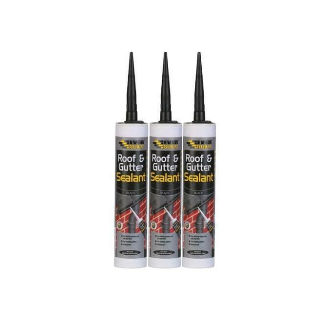 Sika 3x Roof & Gutter Waterproof Adhesive Sealant Black