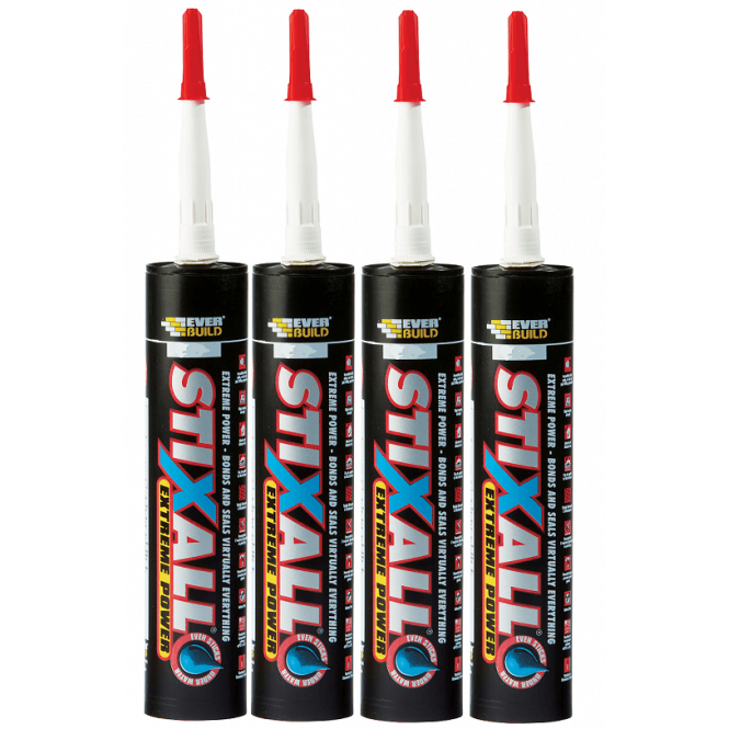 Sika 4 x 290ML Stixall Polymer Grab Sealant Adhesive - Black