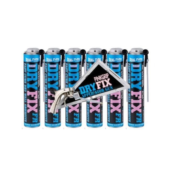 Sika 750ML (x6) Pinkgrip Dryfix Expanding Adhesive Foam & Applicator Gun