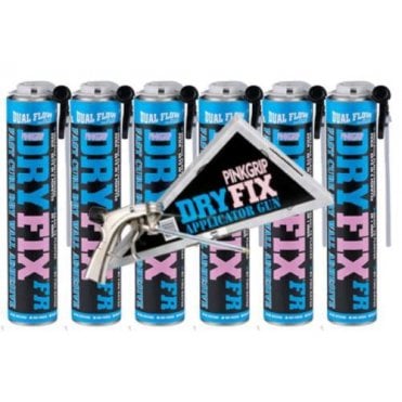 750ML (x6) Pinkgrip Dryfix Expanding Adhesive Foam & Applicator Gun