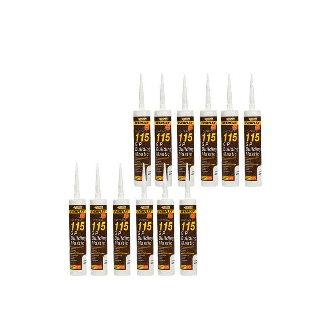 Sika General Purpose Building Mastic Sealant 285ml 115 GG Waterproof Mastic Pack of 12