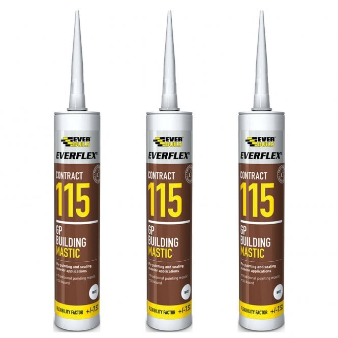 Sika General Purpose Building Mastic Sealant 285ml 115 GG Waterproof Mastic Pack of 3