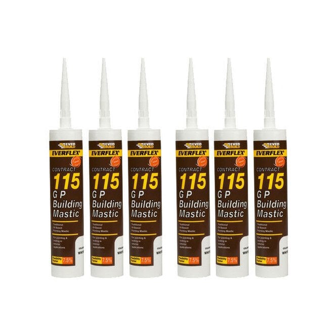 Sika General Purpose Building Mastic Sealant 285ml 115 GG Waterproof Mastic Pack of 6