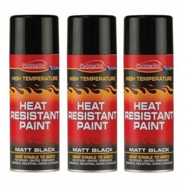 Matt Black Wood Burner Stove Exhaust Oven Heat Resistant Spray Paint Pack of 3