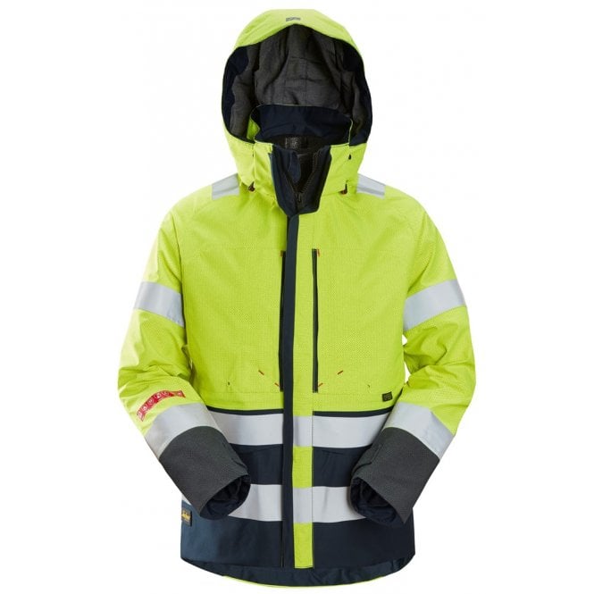 Snickers 1668 ProtecWork, GORE-TEx Jacket, Hi-Vis Yellow/Navy (6695) Class 3