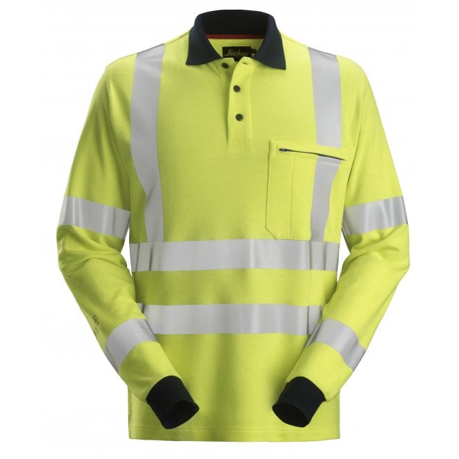 Snickers 2661 ProtecWork, Long Sleeve Polo Shirt, High-Vis Class 3