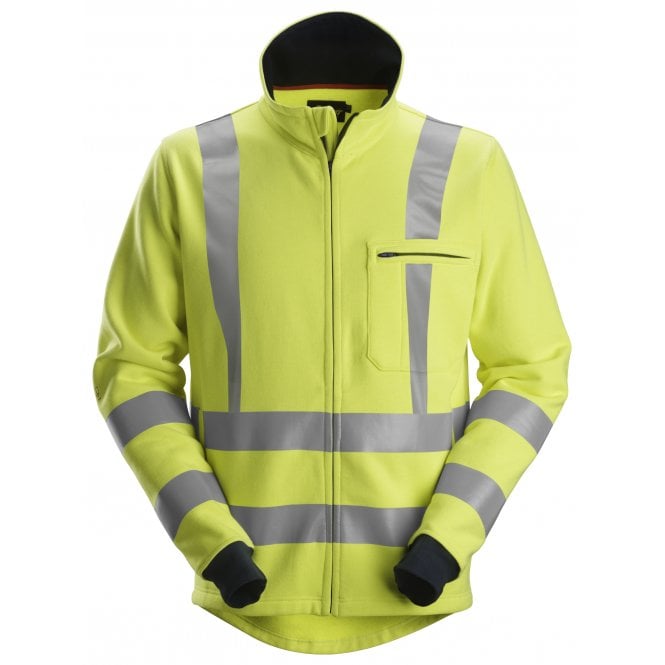 Snickers 2864 ProtecWork Full Zip Sweatshirt - High-Vis Yellow/Navy Class 3