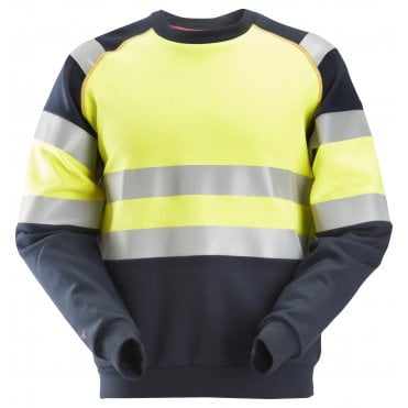 2869 ProtecWork Sweatshirt - Navy/Hi-Vis Yellow Class 1