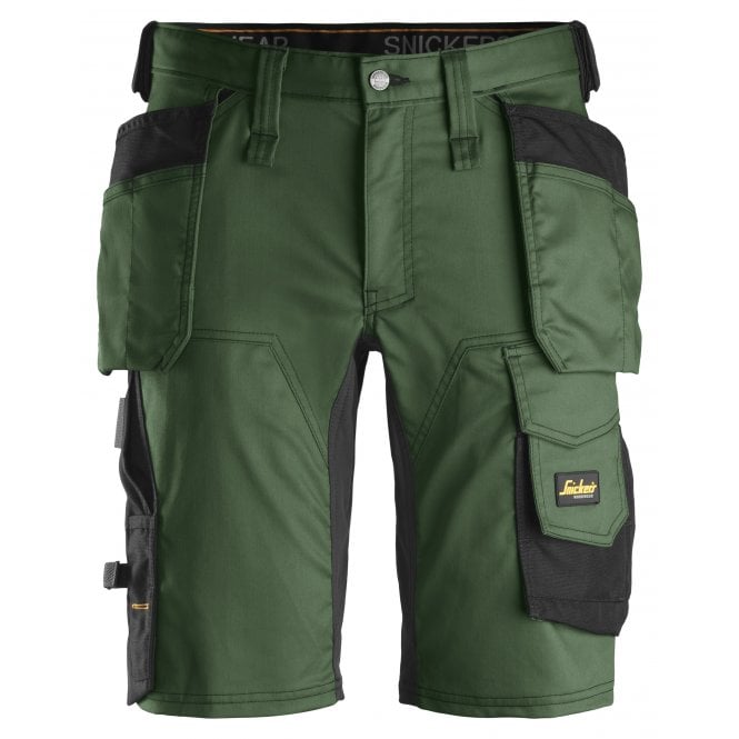 Snickers 6141 Forest Green/Black Allroundwork Stretch Slim Shorts