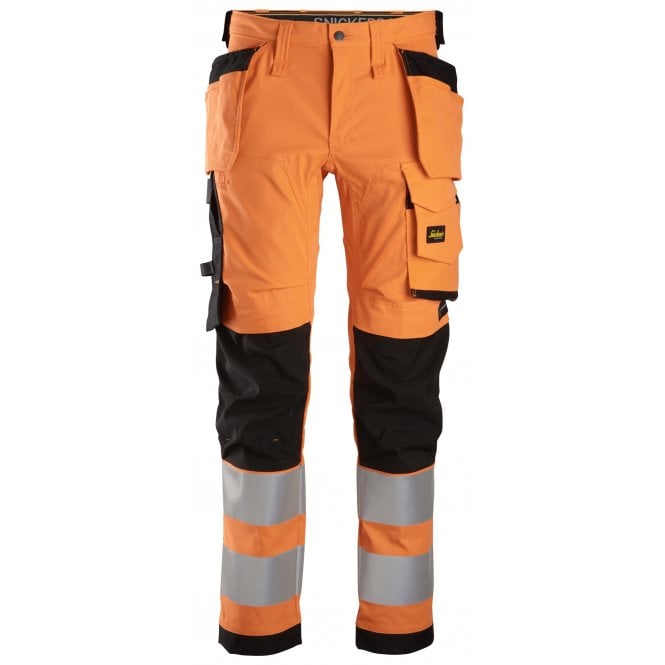 Snickers 6243 Hi-Vis Class 2, Stretch Trousers Holster Pockets