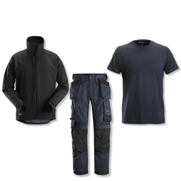 6251 Loose fit Work Trousers, 1205 SoftShell & 2502 T-Shirt Bundle