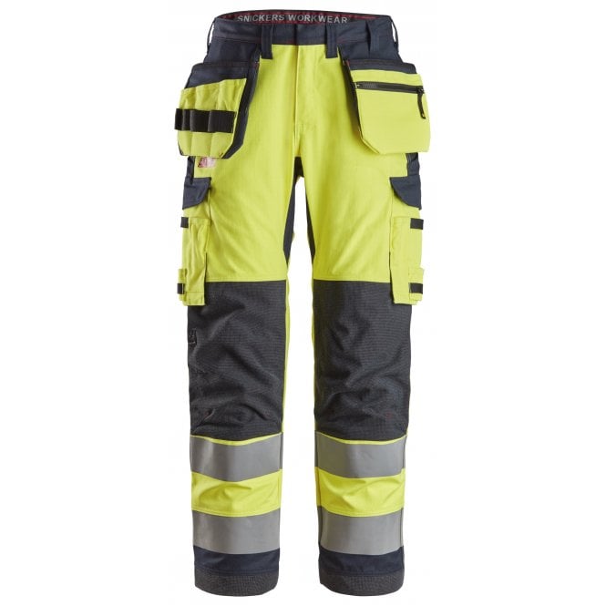 Snickers 6261 ProtecWork, Work Trousers Holster Pockets Equal Leg Pockets, High-Vis Class 2