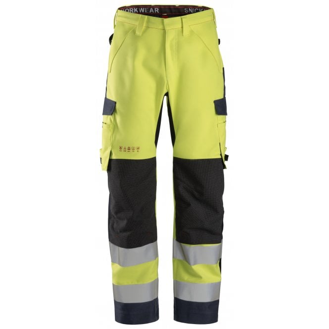 Snickers 6563 ProtecWork, Waterproof Shell Trousers, High-Vis Class 2