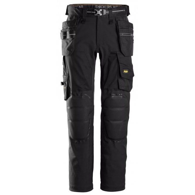 Snickers 6590 Black AllroundWork Stretch Trousers with Capsulized Kneepads & Holster Pockets